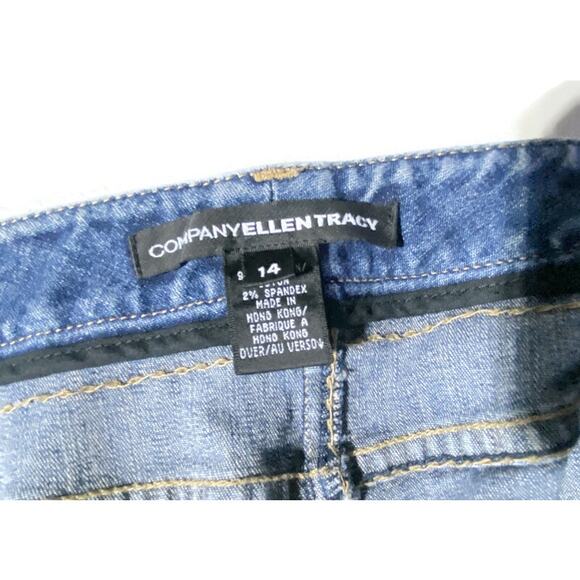 Ellen Tracy Bootcut Blue Jeans Women's Size 14 With Embellished Pockets - Picture 3 of 7